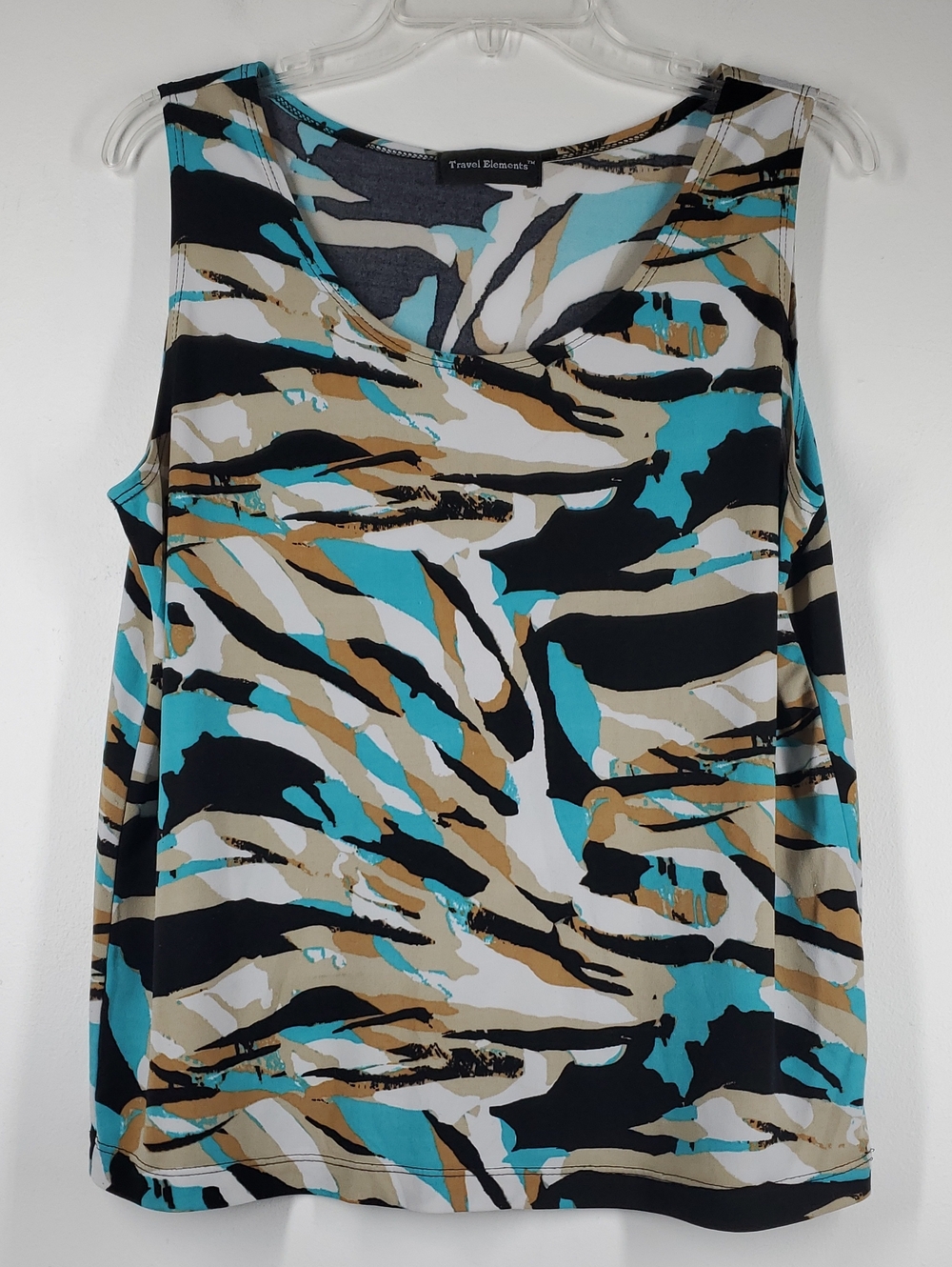 Travel Elements Abstract Print Sleeveless Tank Top Resort Travel Women L